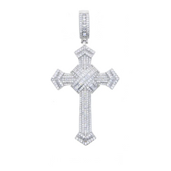 PENDENTIF CROIX BAGUETTE ARGENT