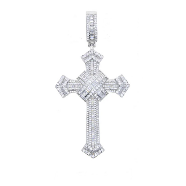 PENDENTIF CROIX BAGUETTE ARGENT