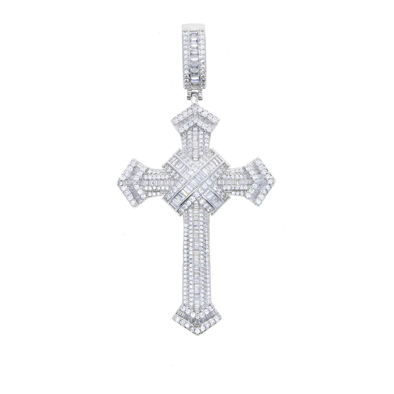 PENDENTIF CROIX BAGUETTE ARGENT
