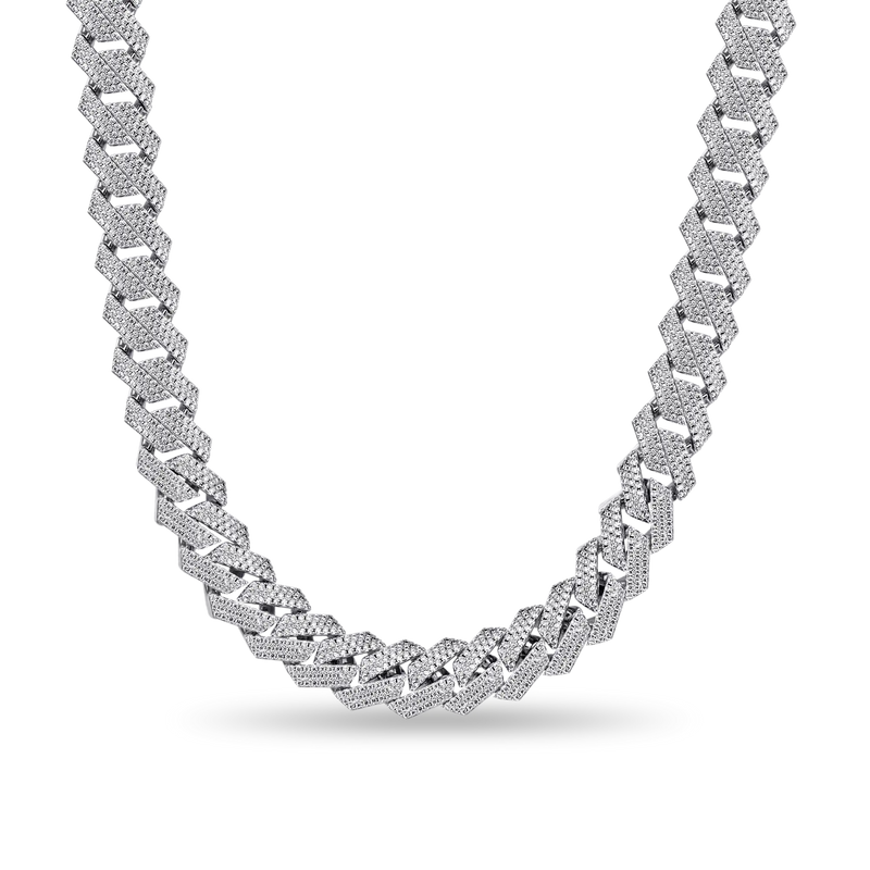 Chaîne Cuban Prong Argent - 15MM