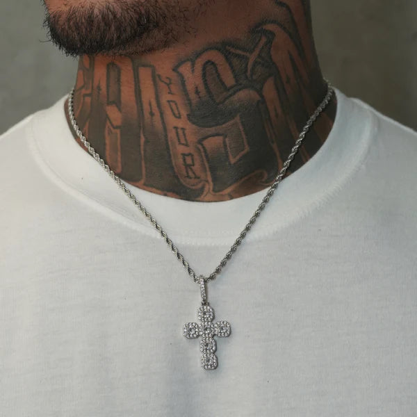 PENDENTIF CROIX CLUSTER ARGENT