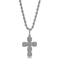 PENDENTIF CROIX CLUSTER ARGENT