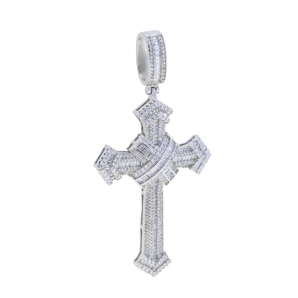 PENDENTIF CROIX BAGUETTE ARGENT