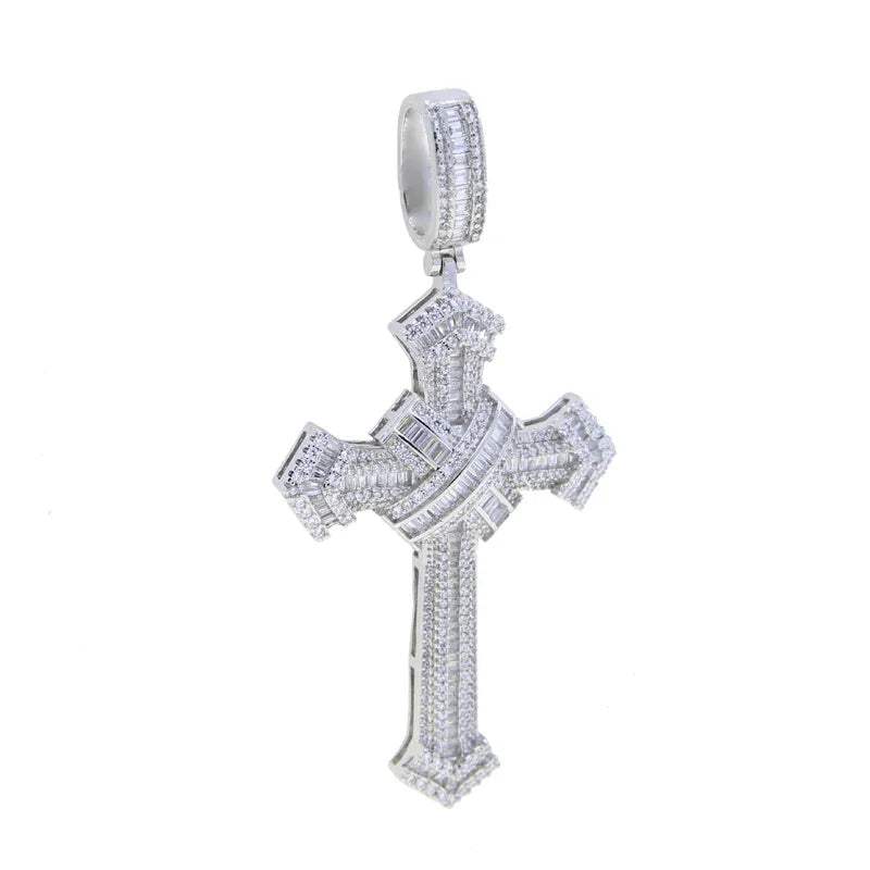 PENDENTIF CROIX BAGUETTE ARGENT