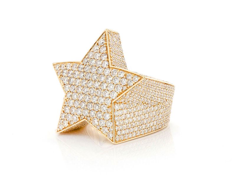 ANELLO STELLA GHIACCIO IN ORO GIALLO 