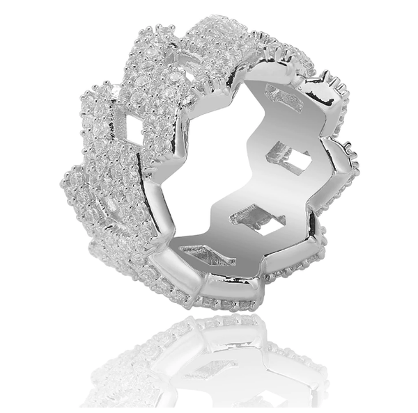 ANELLO A SFERA CUBANA IN ORO BIANCO