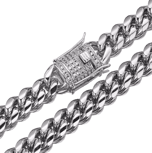 CATENA CUBANA CLASSICA IN ARGENTO - 10MM 