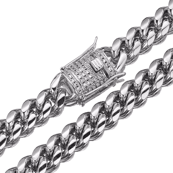 CATENA CUBANA CLASSICA IN ARGENTO - 10MM 
