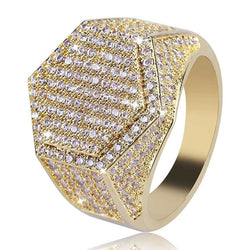 ANELLO CON SIGILLO ESAGONALE IN ORO GIALLO GHIACCIO 
